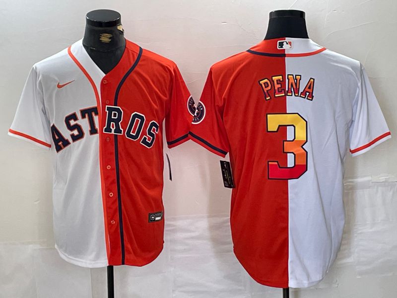 Men Houston Astros 3 Pena White orange Nike 2024 MLB Jersey style 1